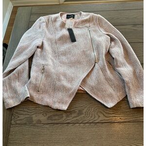 Dolce Cabo Blush Tweed Blazer with Zipper Detail New Size M-Beautiful!